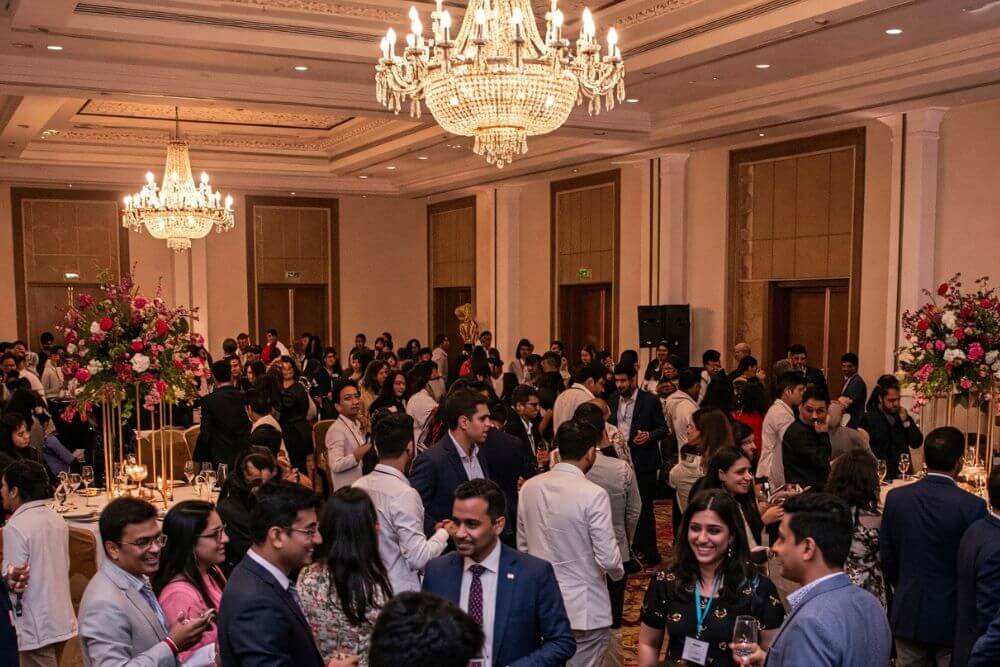 Employee gathered for corporate party