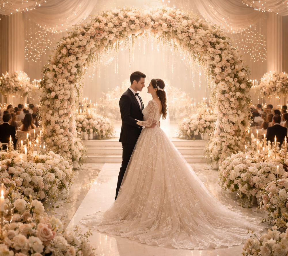 Elegant wedding in a grand ballroom